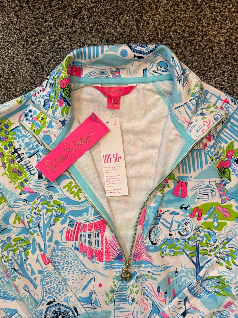 Lilly Pulitzer UPF 50+ Skipper Popover Nantucket Print Coastal Cotton ~ NWT - Picture 3 of 6